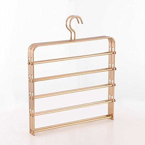 SWEET&HONEY Aluminum Trousers Pants Hanger Cloth Hanger Multi-Functional Metal Multi-Layer Wardrobe Magic Hanger-Golden 32x33cm(13x13inch)