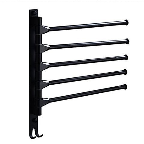 Ping Bu Qing Yun Black Scandinavian Space Aluminum Towel Bar Towel Rack Bathroom Accessories Bathroom Wall Rotating Folding 34.5cm 37.5cm 29cm Towel Rack