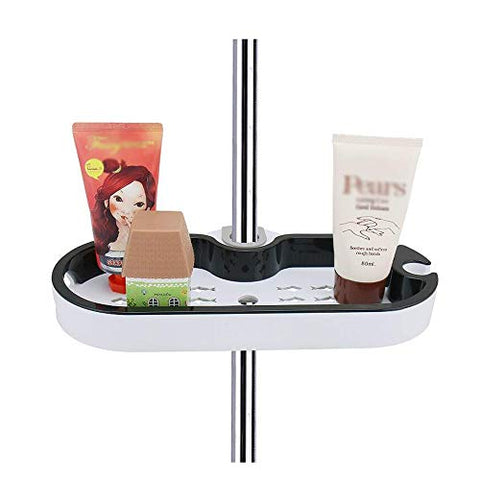 Adjustable Shower Caddy Bath Shelf Rack Organizer - Shower Rail Holder Shelf with Hook Storage Basket for Bathroom Soap Shampoo Conditioner Tidy, Shower Caddy Shelf Suit for Diameter 22,24,25mm Rail