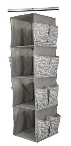 Elle Décor Rotating Hanging Closet Organizer with 4 Shelves & Compartments Plus 8 Shoe Pocket Holders