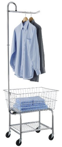 Organize It All Rolling Chrome Commercial Laundry Butler with Storage Rack