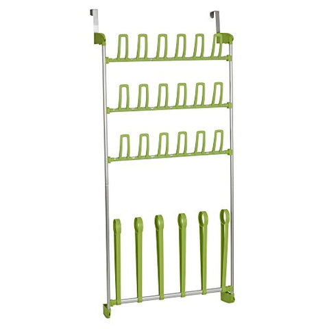 Household Essentials 2165-1 Over the Door Shoe and Boot Organizer - Space Saving Shoe Rack - Lime Green