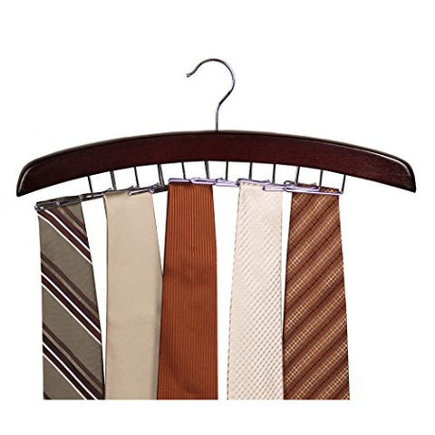 Richard's Homewares - Closet Tie Hanger - Holds 24 Ties - Dark Walnut - 1-Pack