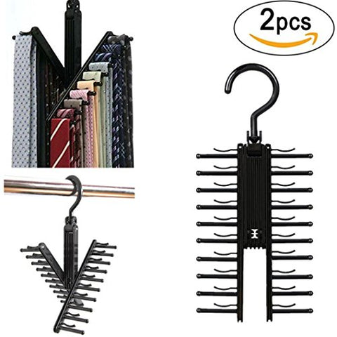 Tie Racks Baomabao 2 Pcs Tie Belt Rack Organizer Hanger Cross X Hangers Non-Slip Clips Holder Black