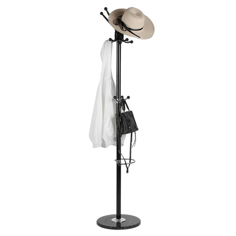 Belovedkai Standing Entryway Coat Rack Coat Tree Hat Hanger Holder Floor Stand Holder Hanger Rack Round Base Organizer for Coat/Hat/Umbrella Clothes Hanger Stand (Black)
