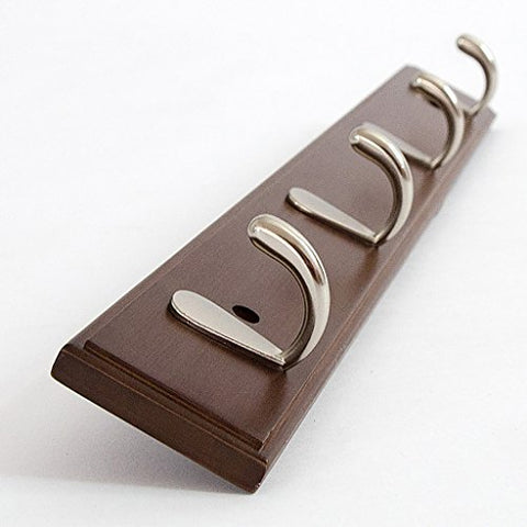 LXLA- Shelf Hangers Coat Rack Hook Up Wood Bamboo Wall-mounted Brown (Available 4,5,6,7,8 Hooks, 48.5/61/74/86.8/99.6 6 1.2 cm) (Color : 4 hooks)