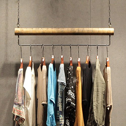 Coat racks / racks Clothing rings ceiling clothes rack, high and low frame, women's clothing store shelf, simple retro clothing store display rack Home Furnishing (Size : 1127cm)
