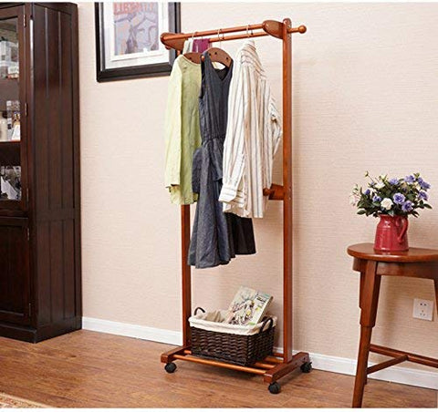 PLLP Drying Rack Hangers Multifunction Solid Wood Bedroom Living Room Hall Hangers Floorstanding Children's Clothing Rack Clothes Rack