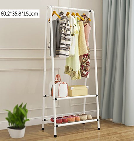 MOJ-YJ Metal Clothing Garment Rack Floor Coat Rack Coat Rack Coat Drying Storage Shelving Unit Storage Organizer (Color : White)