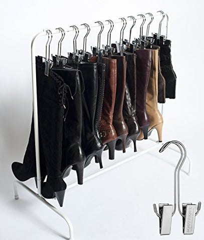 Boot Organizer: The Boot Rack Garment & Boot Storage- Fits in Most Closets (The Boot Rack with 6 Silver Hangers)