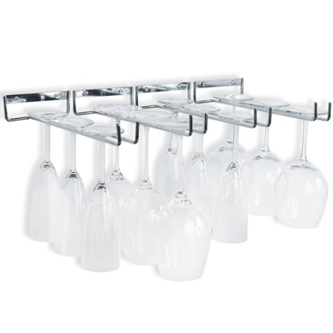 Wallniture Wall Mounted Stemware Wine Glass Rack Hanger Storage Chrome Finish Set of 4