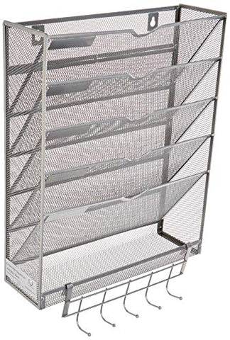 Adama&Benno Hanging Wall Metal mesh File Organizer with Key Rack (Silver)