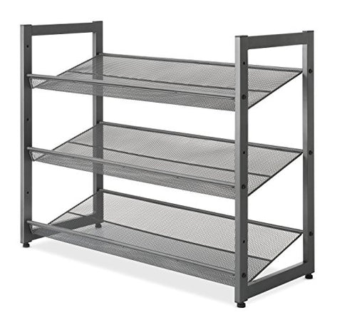 Whitmor Steel Mesh 3-Tier Shoe Rack Gunmetal