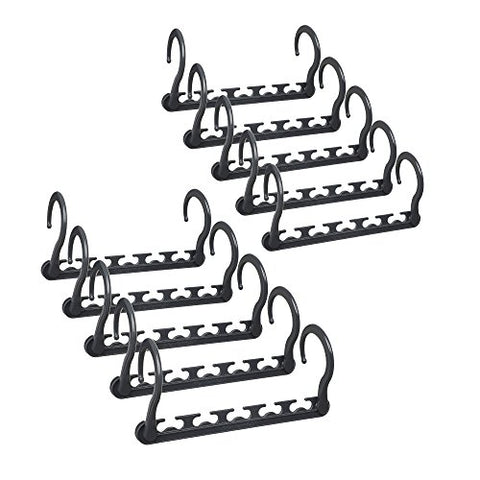 SONGMICS Magic Hangers 10 Pack, Heavy Duty Closet Organizer Space Saving Clothing Hangers Hold up to 33 lb 10 Clothes per Hanger, Plastic Gray UCRP23G-10
