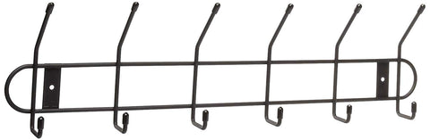 Spectrum 60010 Multi-Hook Wall Mount 6-Hook Rack, Black