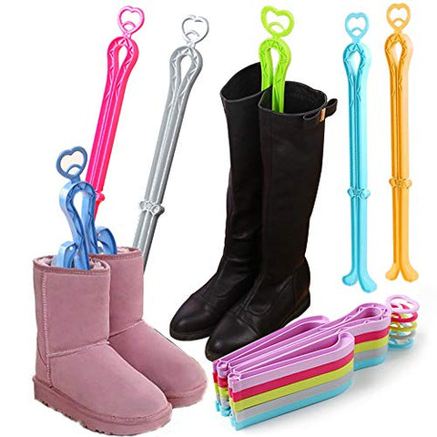 Folding Boot Shaper, Plastic Long Boots Shaper Stands Boots Knee Boot Rack, 6PCS, Random Colors