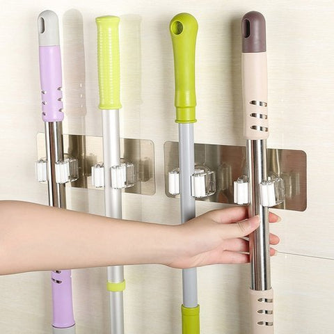 Kuke Wall Mop Organizer Holder Brush Broom Hanger Storage Rack Kitchen Tool size single (Black)