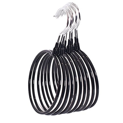 Exttlliy 10 Pcs Plastic Load Bearing Scarf Hanger Creative Circle Silk Scarf Display Stand Belt Clothes Hanger (Black)