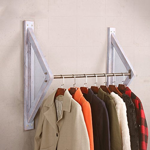 COAT RACK ZHIRONG Solid Wood + Iron Retro Hanger Clothing Store Display Stand Side Hanging Wall Hanging Wall Decoration Display Shelf (Color : Milky white, Size : 100cm)