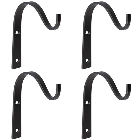 Mkono 4 Pack Iron Wall Hooks Metal Heavy Duty Plant Hanger Bracket Coat Hook Decorative Hook for Hanging Lantern Planter Bird Feeders Coat Indoor Outdoor Rustic Home Decor, Screws Included