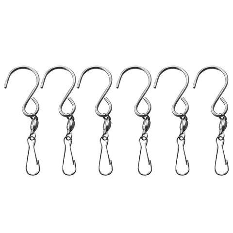 OUNONA Stainless Steel Spinning Swivel Clips S Hooks for Wind Chimes, Flower Pots Plants Bird Feeders Flags 6PCS