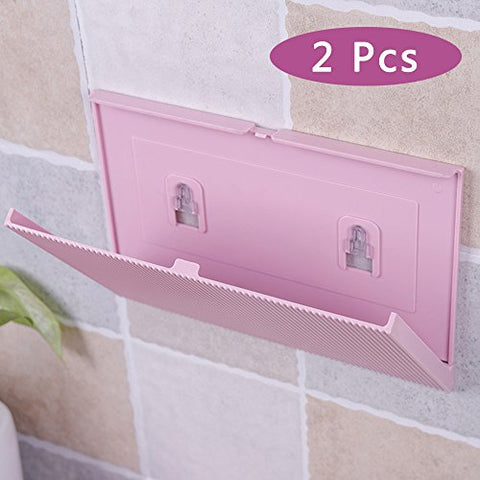 GardenHelper 2Pcs Foldable Wall Mounted Shoes Rack, Creative Traceless Shoes Shelf Holder for Entryway Door Hanging Shoes Organizer (Pink)