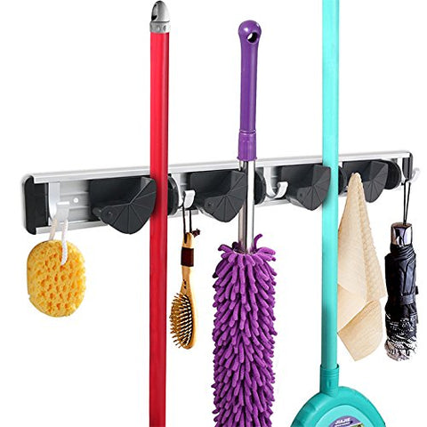 vinmax Mop Broom Rack Holder Hanger Organizer Brush Storage Hanger Rack Tool Home Kitchen Bathroom