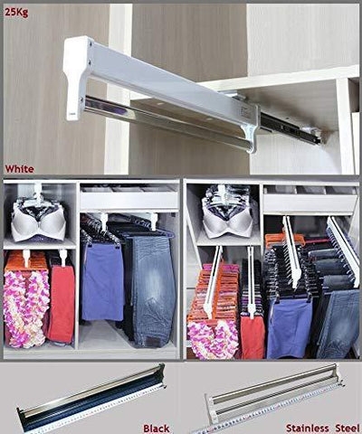 Premintehdw Top Mount Pull Out Pull-Out Wardrobe Closet Cloth Jacket Hanger Hanging Rack Bar Ball Bearing Slide Heavy Duty