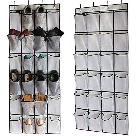 VuHom Over The Door Shoe Organizer Pockets Holder Hanging Mesh Storage Bag (White)