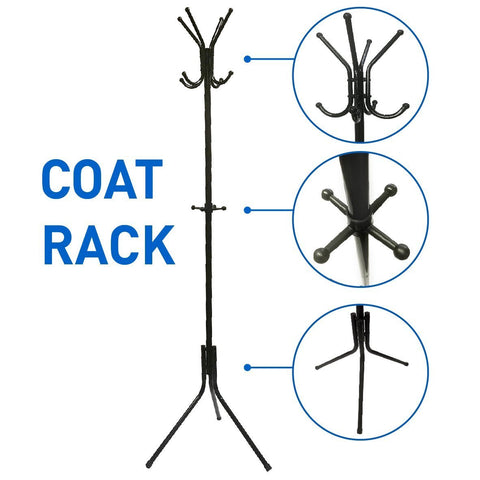 EasyGoProducts EGP-RACK-001-2 Liverpool Metal Stand – 6’ Tall-Use with Jackets, Scarves, Purses, Suits, Umbrellas and Backpacks-Entryway Coat Rack Hat Hanger, Black