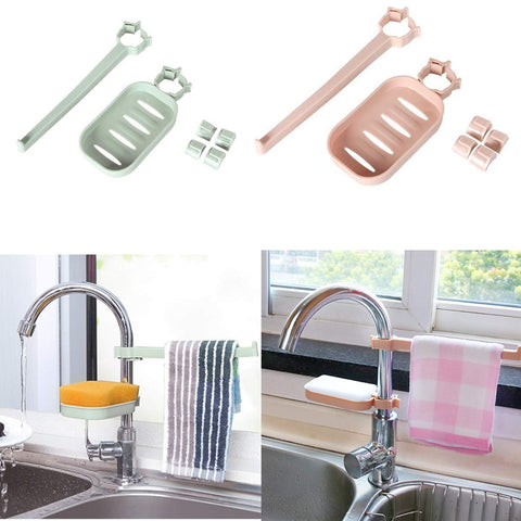 Faucet Drain Storage Racks Alinyf Kitchen Supplies Supplies Sink Sponge Dishcloth Towel Rags Drain Shelf Brush Rack Sink Storage Durable Holder Kitchen Sponge Rags Drying Support- 2Pack