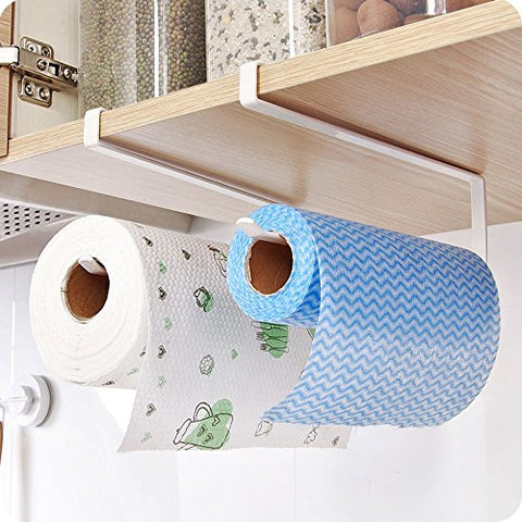 Paper Towel Holder - Delaman Under Cabinet Paper Roll Holder, Towel Hanging, White, without Drilling, Kitchen, Bathroom