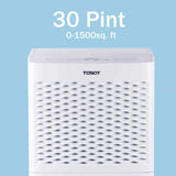 Latest tosot 30 pint dehumidifier for small rooms up to 1500 square feet energy star quiet portable with wheels and continuous drain hose outlet dehumidifiers for home basement bedroom bathroom