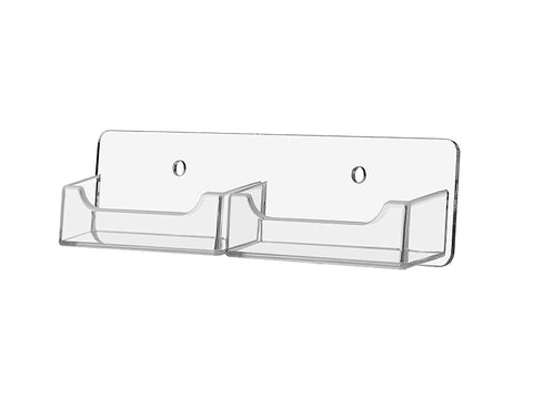 Marketing Holders Business Card Display Rack Premium Acrylic 2 Slot Horizontal Wall Mount Qty 1