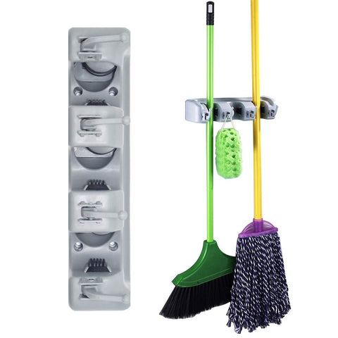 SENHAI Garage Storage, 3 Position with 4 Hooks Garage Organizer Universal Magic Wall Holder/Stand Organizer for Household Broom/Mop Cleaning Tool