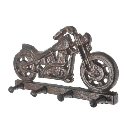 Superwind Cast Iron Motorcycle Hooks Hat-and-Coat Hook Furniture Decoration Home Wall Hanger Key Hook with Screws, Brown, 7.67x4.33