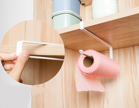 Cabinet Cupboard Under Shelf Storage Rack Paper Towel Roll Dispenser Napkins Holder Trivet