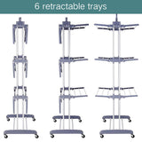 3 Tier Rolling Clothes Drying Rack Clothes Garment Rack Laundry Rack with Foldable Wings Shape Indoor/Outdoor Standing rack Stainless Steel Hanging Rods - Gray & Electroplate (Gray)