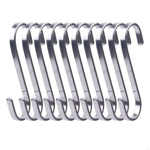 TITECOUGO 10 PCS Quality 304 Stainless Steel Universal S Shaped Hanging Hooks Kitchen Spoon Pan Pot Hanging Hooks Hangers Multiple Uses (M-1)