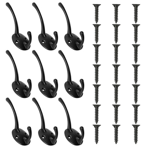 BullStar10 pcs Wall Mounted Coat and Hat Hook Robe Hooks Single Coat Hanger Bronze Screws Included (10pc, Bronze)