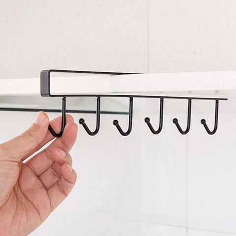 Kitchen Hanging Utensil Storage Rack Cupboard Hanging Hook Hanger Chest Organizer Cupboard Hook Shelf Dish Holder (Black)
