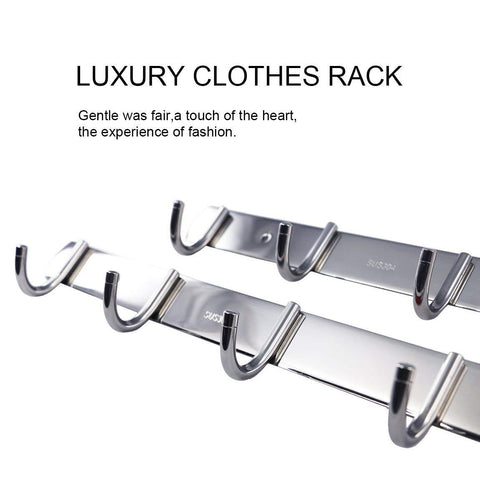 SZAT PRO Quality Solid Stainless Steel Wall Mounted 4-Hook & 5-Hook Clothes Hat Coat Hanger Bathroom Organizer Rack (Silver, 2 in 1 Pack)