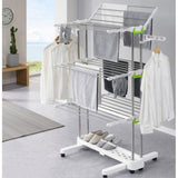 Newerlives BR505 3-tier Collapsible Clothes Drying Rack with Casters, Stainless Steel Hanging Rods, Indoor & Outdoor Use