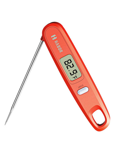 Habor Meat Thermometer, Digital Cooking Thermometer Kitchen Thermometer Instant Read Sensor with Foldable Probe for Food Baking Liquid Meat BBQ Grill Smokers