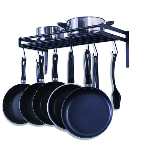 UNENCK Black Kitchen Wall Mount Pot Rack Iron Pot Hanger, 10 Hooks Available