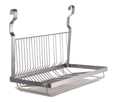 ESYLIFE Stainless Steel Hanging Dish Drying Rack with Drain Board, Silver