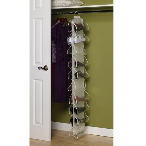 20 Pocket Hanging Shoe Organizer. Storage Space Saver Closet Canvas Rack Holder