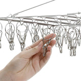 TINYUNICORN 52 Clips Metal Clothespins, Folding Stainless Steel Clothes Drying Rack, Portable Metal Hanger, Great for Quick Hand Wash of Delicates