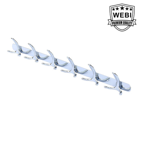 WEBI Heavy Duty Triple Arm Coat Robe Kitchen Bath Towel Holder 6 Hook, Claw Shaped Wall Door Mounted Hat Garment Rack Closet Clothes Hanger Home Office Storage Organizer, Zinc Alloy/Chrome Plate SZG6