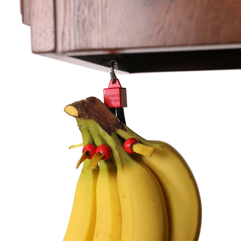 Uniquely designed banana holder - Made in USA; banana hook alternative. Can hold a single banana! Installs under cabinet/shelves (Red)